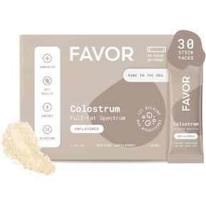 Bovine Colostrum Powder - Pure Cow Colostrum Supplement for Humans for Adults & Kids Gut Health, Immunity and Energy, Bovine Powder Naturally High in Immunoglobulin IgG - 30 Sticks, Unflavored
