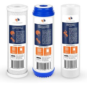 Aquaboon 3pcs of 10 x 2.5 Water Filter Cartridges - 5 Micron Sediment Filter, Carbon Filter, GAC Water Filter - Whole House Water Filter Replacement Compatible with AP110, WHKF-GD05, WHKF-WHWC, GAC-10