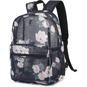 Panda Mesh Backpack for Girls Women, See Through Casual School College Student Bookbag