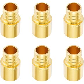 6PACK Premium Brass Copper Adapter(Over Copper Tube),PEX 3/4" x 3/4 Inch Male Sweat Fitting,Pex Barb Pipe Fitting