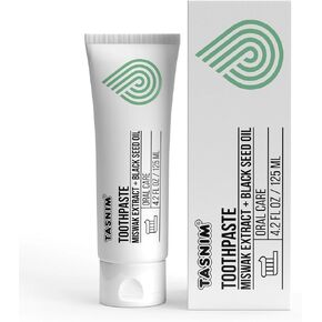 Tasnim Miswak Toothpaste 125ml - Fluoride Free Natural Toothpaste for Oral & Gum Health, Teeth Whitening Toothpaste with Miswak Extract & Black Seed Oil for Adult & Kids Oral Care