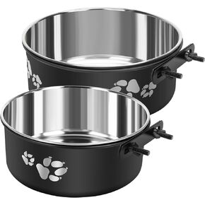 2 Pack Hanging Dog Crate Water Bowl No Spill, Kennel Water Bowl for Dog Crate Cage Accessories, Mountable Stainless Steel Dog Food Water Dispenser Dish Coop Cup for Medium Large Dogs Pet in Kuwait
