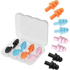 8 Pairs Sleep Earplugs,Noise Cancelling Silicone Earplug for Swimming Snoring Concerts Shooting Airplanes
