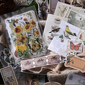 200Pcs Vintage Scrapbooking Stickers Pack, Including 120 Vintage Ephemera Pack Deco Papers & 80Pcs Junk Journal Washi Stickers & Aesthetic Vintage Stickers for Diary Planner(Blue)