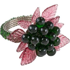Beaded Napkin Rings With Flower And Leaves (Set of 4)