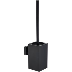 Toilet Bowl Cleaners Brush and Holder KWQKEM Freestanding Toilet Brush and Holder Set Modern with Lid 304 Stainless Steel (Matte Black)
