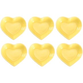 WHJY Pink Love Heart Shaped Ceramic Side Dish Bowl, Contemporary Porcelain Side Dishes Bowl, Seasoning Dishes Soy Dipping Sauce Dishes for Wedding Birthday Party- Set of 6
