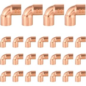 5-Pack Copper Fittings, 1-Inch Short Radius 90-Degree Copper Elbow, C x C with Sweat Solder Connection