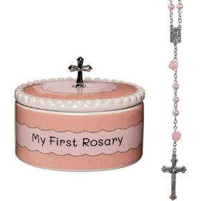 Cascade Goods - My First Rosary and Matching Keepsake Box, Stunning Baptism Gifts for Boys or Baptism Gifts for Girl, Christening Gifts for Girls and Boys
