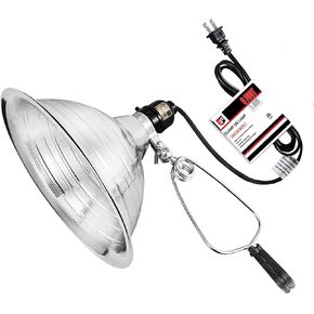 EP Clamp Lamp Light with Detachable 8.5 Inch Aluminum Reflector, 150 Watt E26 Socket (No Bulb Included), 6 Foot 18/2 SPT-2 Cord Cord, 2 Pack
