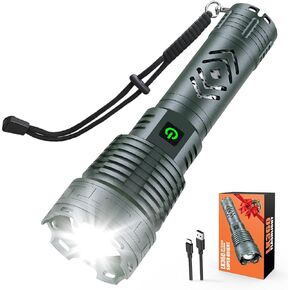 Alifa Tactical Flashlights High Lumens Rechargeable, 600000 Lumens LED Brightest Flashlights, IP65 Waterproof Super Bright Powerful Flashlight for Camping Home