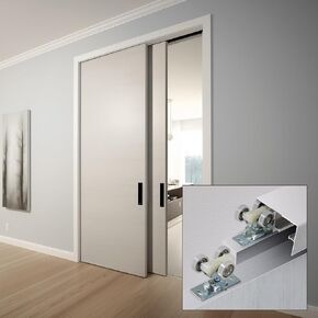 72"/6FT Bypass Sliding Closet Door Hardware, Aluminum Sliding Wardrobe Closet Door Track and Hardware Set for 2 Doors, No Door Panel, Silver