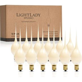 Silicone Decorative Light Bulb, Gold Orange, 12 Pk, 7 Watts, Low Watt Candelabra Light Bulbs, Amber Silicone Light Bulbs, Dipped, Night Light Bulb