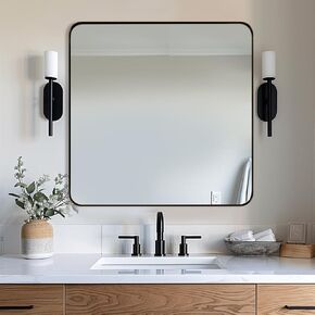 ANDY STAR 36"x36" Bronze Square Bathroom Mirror, Bathroom Vanity Wall Mounted Mirror, Modern Anti Rust Metal Frame, Hangs Horizontally or Vertically