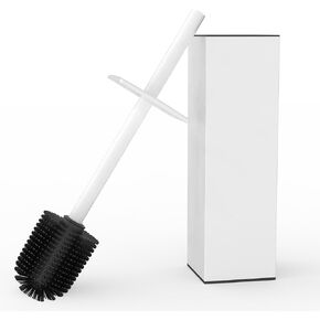 RUACQ Toilet Brush and Holder Set,Square Toilet Bowl Brush for Bathroom with 304 Stainless Steel Handle Toilet Cleaner Brush with Durable Scrubbing Bristles,Splash-Proof (Matte Black)