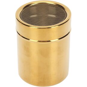 304 Stainless Steel Powder Shaker, Rust Resistance Gold Fine Mesh Powder Sugar Shaker Sprays Tools Spice Jar Cooking Seasoning Bottlefor Kitchen