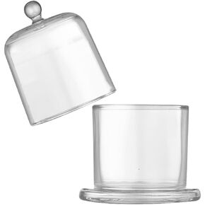 HOMSFOU Glass Butter Container Glass Butter Dishes with Lids Mini Butter Keeper Containers Clear Small Butter Cloche Candle Cup for Jelly Jam Candy Covered Butter Tray