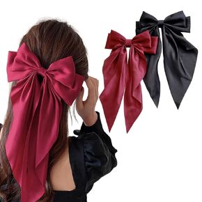 Red Hair Bow Clips 2Pcs Cute Bows Red Hair Bows for Girls Valentines Ribbon Barrettes Handmade New Year Xmas Gift for Teen Toddler Baby Kids Girls Bows and Hair Accessories