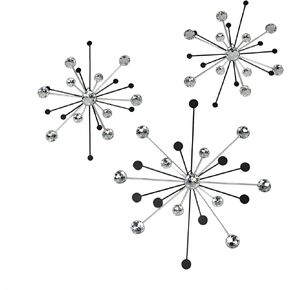 Zeckos Radiant Trio of Large Metallic Gold Cast Iron Starburst Wall Hangings - Timeless Mid Century Modern Décor - 8 Pointed Stars - Elegantly Transform Your Space