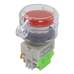 uxcell A12081700ux0127 Mushroom Momentary Push Button Switch 1NO 1NC with Cover, AC 660V, 10 Amp, Red