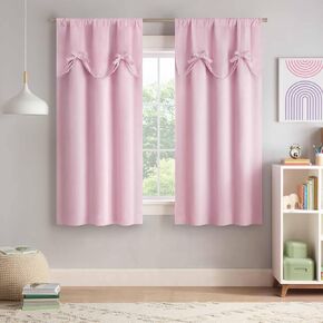 Eclipse Blackout Curtain, Tiered Ruffle Kids Curtain, 63 in x 40 in, Thermaback 100% Blackout Curtain with Rod Pocket Header, Curtain for Kids Room or Playroom, 1 Window Curtain, Pink