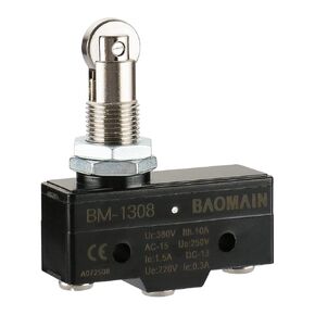 Baomain Micro Switch TM-1308 Parallel Roller Plunger Momentary AC 380V 15A Screw Terminals 2PCS