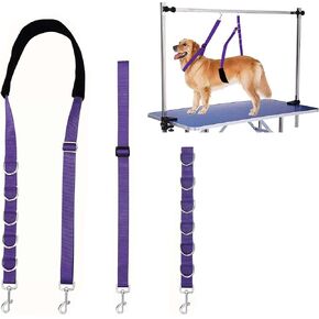 SINFUN Dog Grooming Belly Straps Nylon Dog Grooming Loops Extension Strap Pet Bathing Restraint Band with D- Rings for Pet Grooming Table Grooming Arm Dog Grooming Supplies