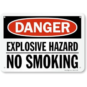 SmartSign 7 x 10 inch “Danger - Explosive Hazard, No Smoking" OSHA Sign, Digital Printing, 55 mil HDPE Plastic, Red, Black and White