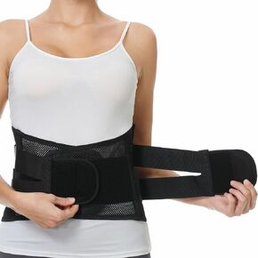 NeoTech Care دعامة قطنية مزدوجة السحب قابلة للتعديل/حزام أسفل الظهر، أسود، مقاس M