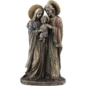 Veronese Design 8 5/8 Inch Holy Family Joseph Mary Holding Young Jesus Cold Cast Resin Antique Bronze Finish Sculpture