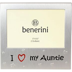benerini ' I Love My Auntie ' - Photo Picture Frame Gift - 5 x 3.5 - Aluminium Silver Colour Gift for Her