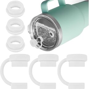 ERKOON Silicone Spill Stopper Set Compatible with YETI Straw Cup, Mug Tumbler Accessories, Silicone Straw Cover, Straw Protectors, Including 4 Straw Cover Topper Cap, 4 Leak Proof Stopper