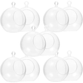Artibetter 10pcs Hanging Tealight Holders Globes Fillable Plastic Hanging Tea Light Ball Plant Terrariums Orbs Air Plants Tea Light Candle Holders for Christmas Tree