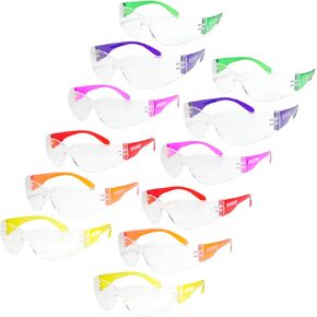 JORESTECH Eyewear Protective Safety Glasses, Polycarbonate Impact Resistant Lens Pack of 12 (Multi-Colors)