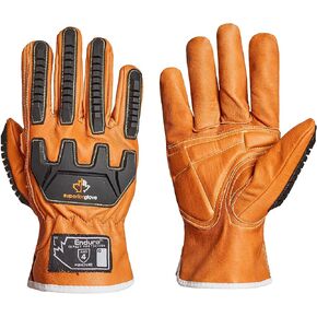 Superior Goatskin Leather Work Gloves - Anti-Impact Backing Hand Protection - Endura Safety Gloves Water Resistant 378GKVSB (1 Pair) Size Large