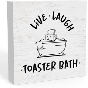 Funny Stand Close Bathroom Sign, Home Bathroom Decor for Shelves, Humor Guest Half Bathroom Decorations Shelf Toilet Restroom Wall Decor Gifts for Women 5 X 5 Inch