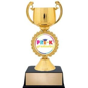 Graduation Trophy - 7.25" Gold Cup On Black Base Preschool Graduate Pre-K Custom Awards Prime
