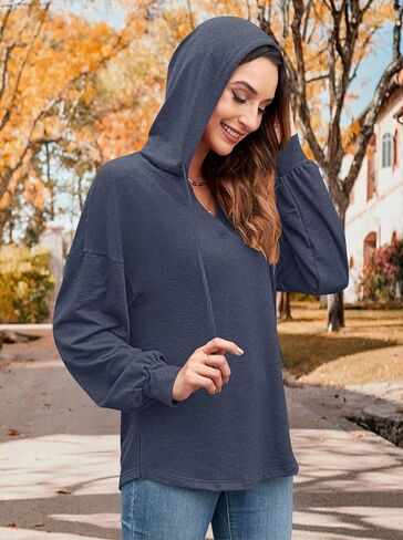 MOLERANI Women Sweatshirt V Neck Lightweight Hoodies Pullover Long Sleeve Drawstring Tops Casual Loose Fashion Clothing in Saudi Arabia