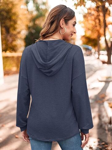 MOLERANI Women Sweatshirt V Neck Lightweight Hoodies Pullover Long Sleeve Drawstring Tops Casual Loose Fashion Clothing in Saudi Arabia