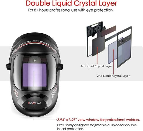 TEKWARE Ultra Large Viewing Screen True Color Solar Power Auto Darkening Welding Helmet, Hemispherical 4C lense, 4 Arc Sensor Wide Shade 4~5/9-9/13 for TIG MIG Arc Weld Grinding Welder Mask in Saudi Arabia