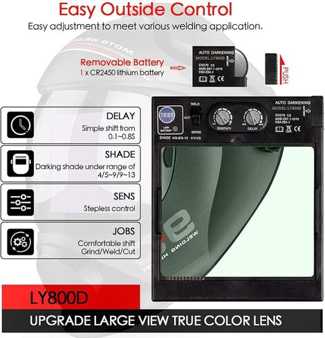 TEKWARE Ultra Large Viewing Screen True Color Solar Power Auto Darkening Welding Helmet, Hemispherical 4C lense, 4 Arc Sensor Wide Shade 4~5/9-9/13 for TIG MIG Arc Weld Grinding Welder Mask in Saudi Arabia