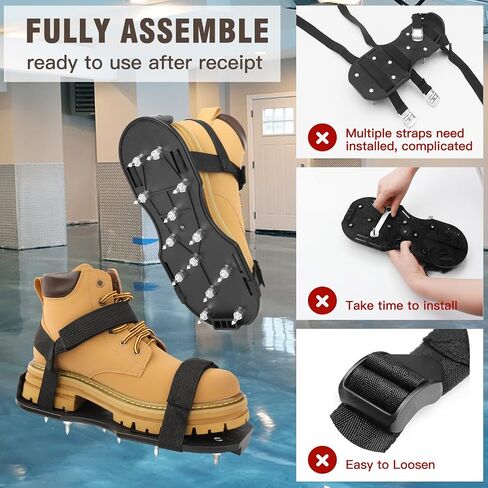 Gunite Spiked Shoes, Fully Assembled Epoxy Shoes with 3/4" Short Spikes Perfect for Epoxy Floor, Overlays, Cover Installation (Black) in Saudi Arabia