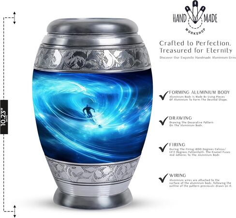 Surfer in Cosmic Wave Artwork - Ash Holders for Human Ashes - 3 Inch - Pack of 2 - Small Urns for Human Ashes - Mini Keepsake Urns - Burial Urns for Cremated Remains - Urn for Ashes Adult in Saudi Arabia