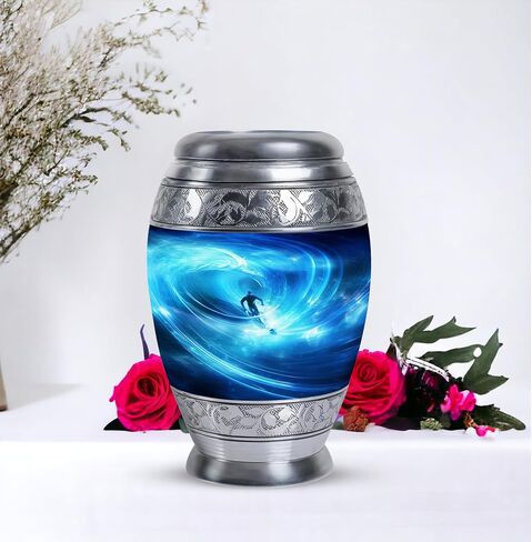 Surfer in Cosmic Wave Artwork - Ash Holders for Human Ashes - 3 Inch - Pack of 2 - Small Urns for Human Ashes - Mini Keepsake Urns - Burial Urns for Cremated Remains - Urn for Ashes Adult in Saudi Arabia