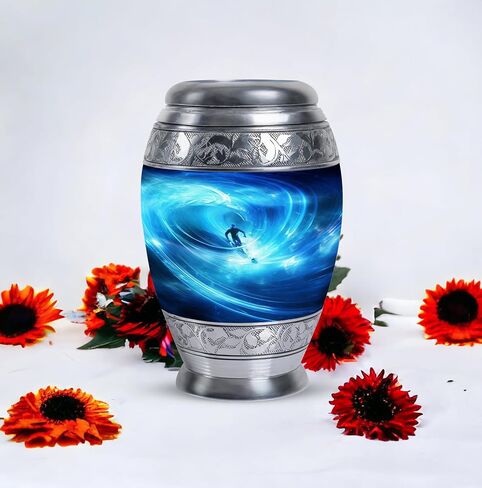 Surfer in Cosmic Wave Artwork - Ash Holders for Human Ashes - 3 Inch - Pack of 2 - Small Urns for Human Ashes - Mini Keepsake Urns - Burial Urns for Cremated Remains - Urn for Ashes Adult in Saudi Arabia