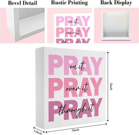 Pink Pray on It Sign, Pink Dorm Decor, Pink Christian Gifts for Women, Pink Bible Room Home Office Decor, Room Decor for Teen Girls, Pink Christmas Decor, 5 x 5 Inches in Saudi Arabia