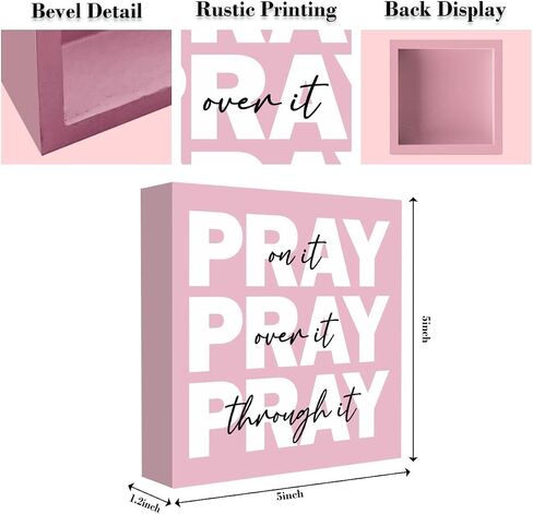 Pink Pray on It Sign, Pink Dorm Decor, Pink Christian Gifts for Women, Pink Bible Room Home Office Decor, Room Decor for Teen Girls, Pink Christmas Decor, 5 x 5 Inches in Saudi Arabia