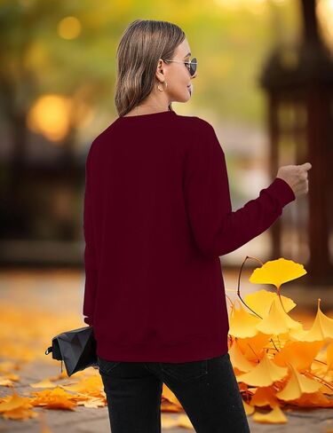 ALLTB Fall Sweatshirts for Women Embroidered Tops: Maple Leaf Graphic Crewneck Sweatshirt Casual Long Sleeve Pullover in Saudi Arabia