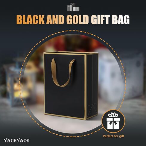 White and Black Gift Bags with Ribbon Handles, YACEYACE 20Pcs 8"x4.25"x10.5" Medium Size White and Black Paper Gift Bags for Party, Birthday,Baby Shower,Black Gift Bags Bulk, White Gift Bags Bulk in Kuwait