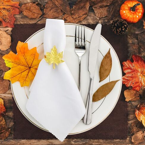 Leaf Napkin Rings Holders Set of 12 Fall Thanksgiving Holiday Wedding Dinner Parties Home Table Decoration, Gold in Saudi Arabia